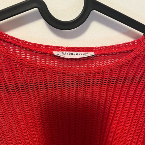 Zara Red Ribbed Long Sleeve Blouse - Picture 2 of 3